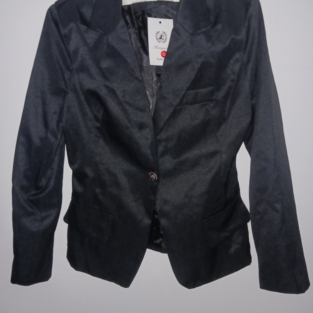 Women's Single-Button Long Sleeve Blazer Jacket (Asian XL) RUNS VERY SMALL!